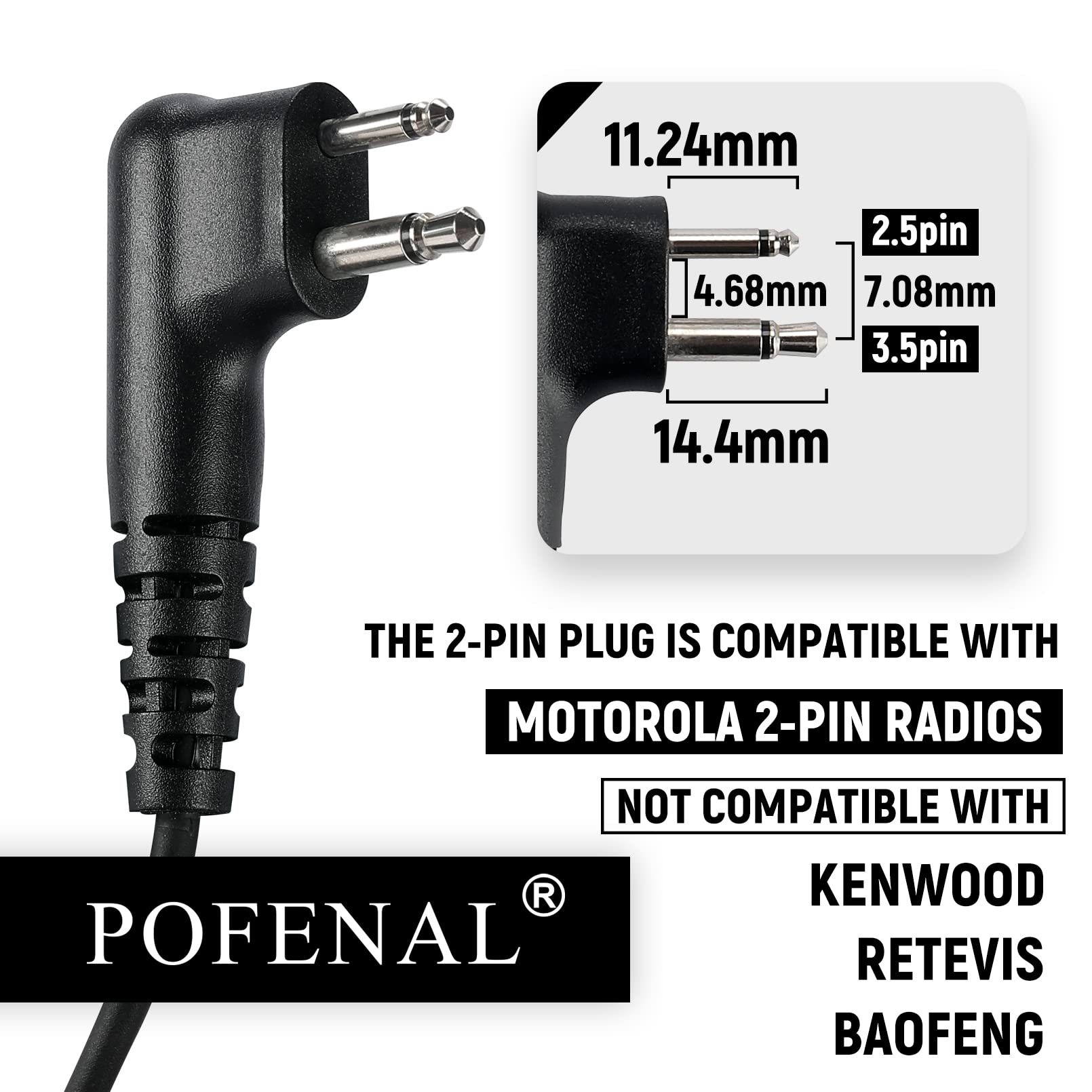 Pofenal Dtr650 Rdm2070D 2 Wire Surveillance Earpiece Compatible With Motorola Radio Cls1410 Cls1110 Cp200 Gp300 Gp2000 With Big